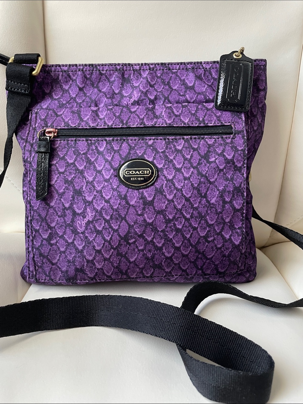 Coach Purple Snakeskin Print Crossbody Bag - Picture 2 of 7